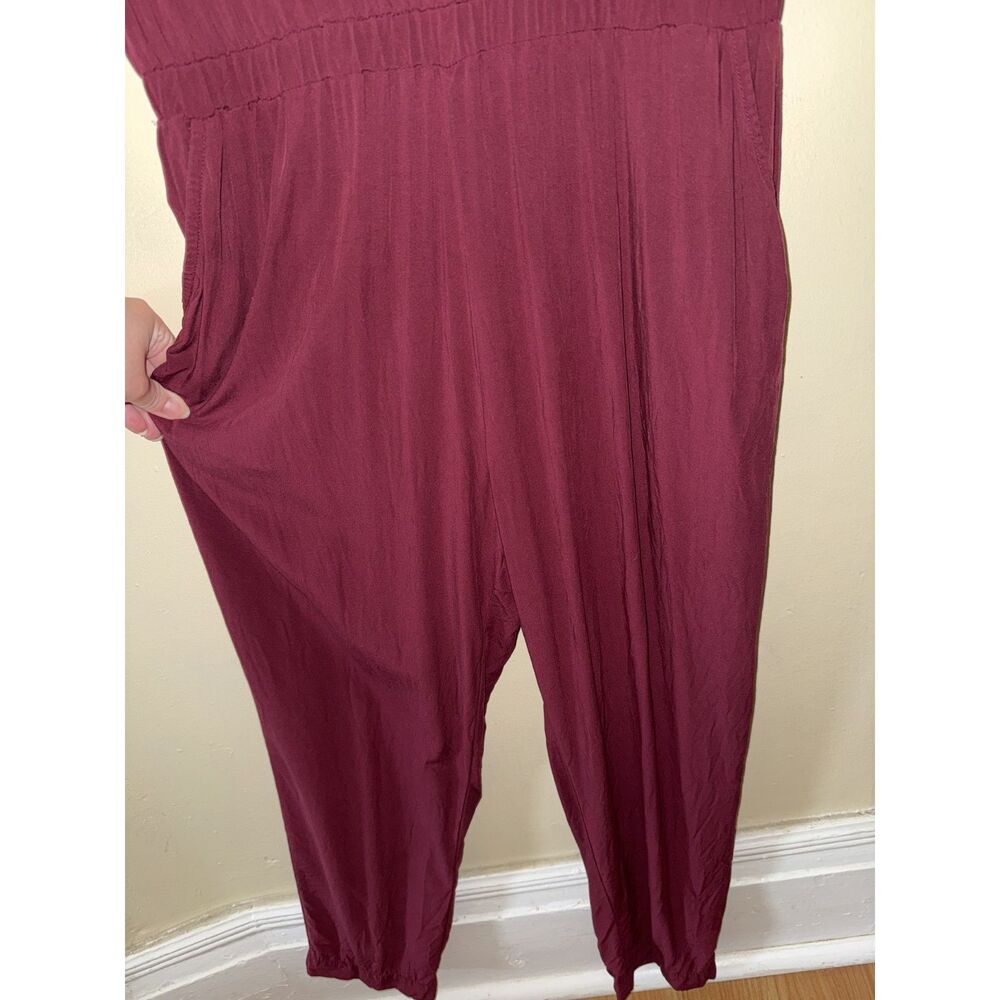 Old Navy Burgundy Short Sleeve Open Wrap Back Jumpsuit with Pockets - Size M - Picture 6 of 12